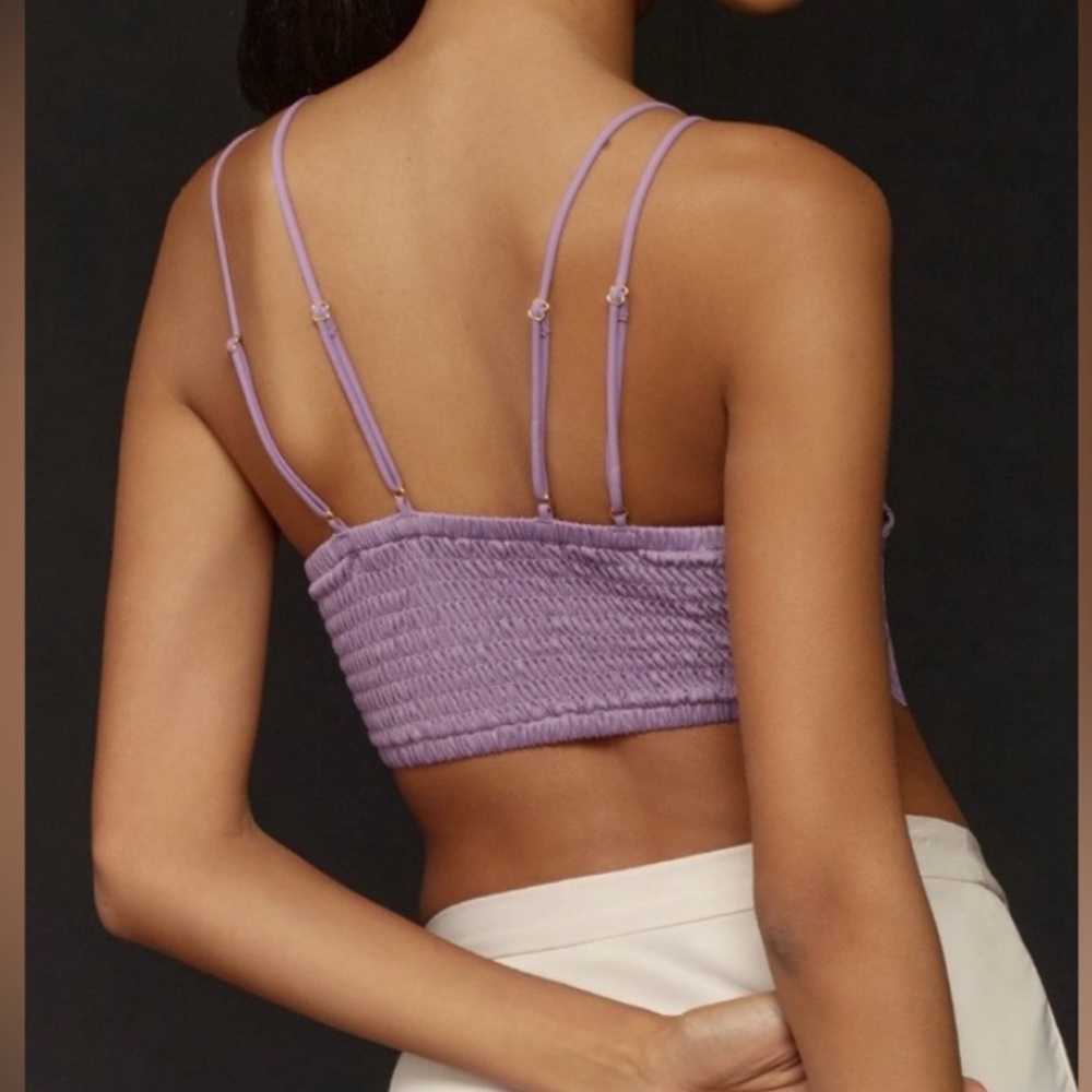 NWT ANTHROPOLOGIE Viviette Lace Bralette Top in Purple SMALL - Picture 2 of 4